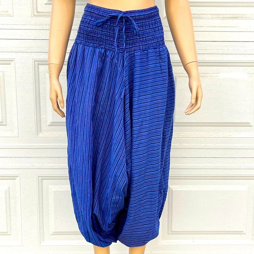 Striped Cotton Harem Trousers Size M - Picture 9 of 9